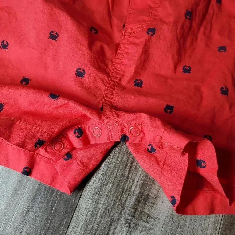 Carter's Cool Little Dude Red Crab Baby Shortalls Size 12m
